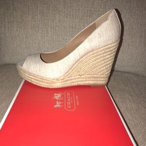 Coach Linen Espadrille Wedge Sz 7.5